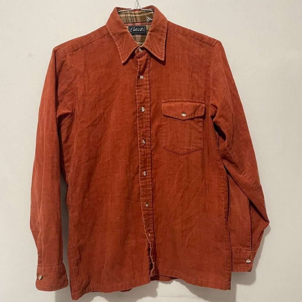 Vintage Calvert's Orange corduroy Button up Shirt Medium